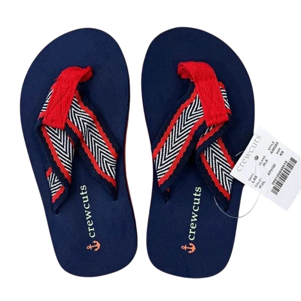 NWT J. Crew Kid's Navy 4th of July Herringbone Flip-Flops